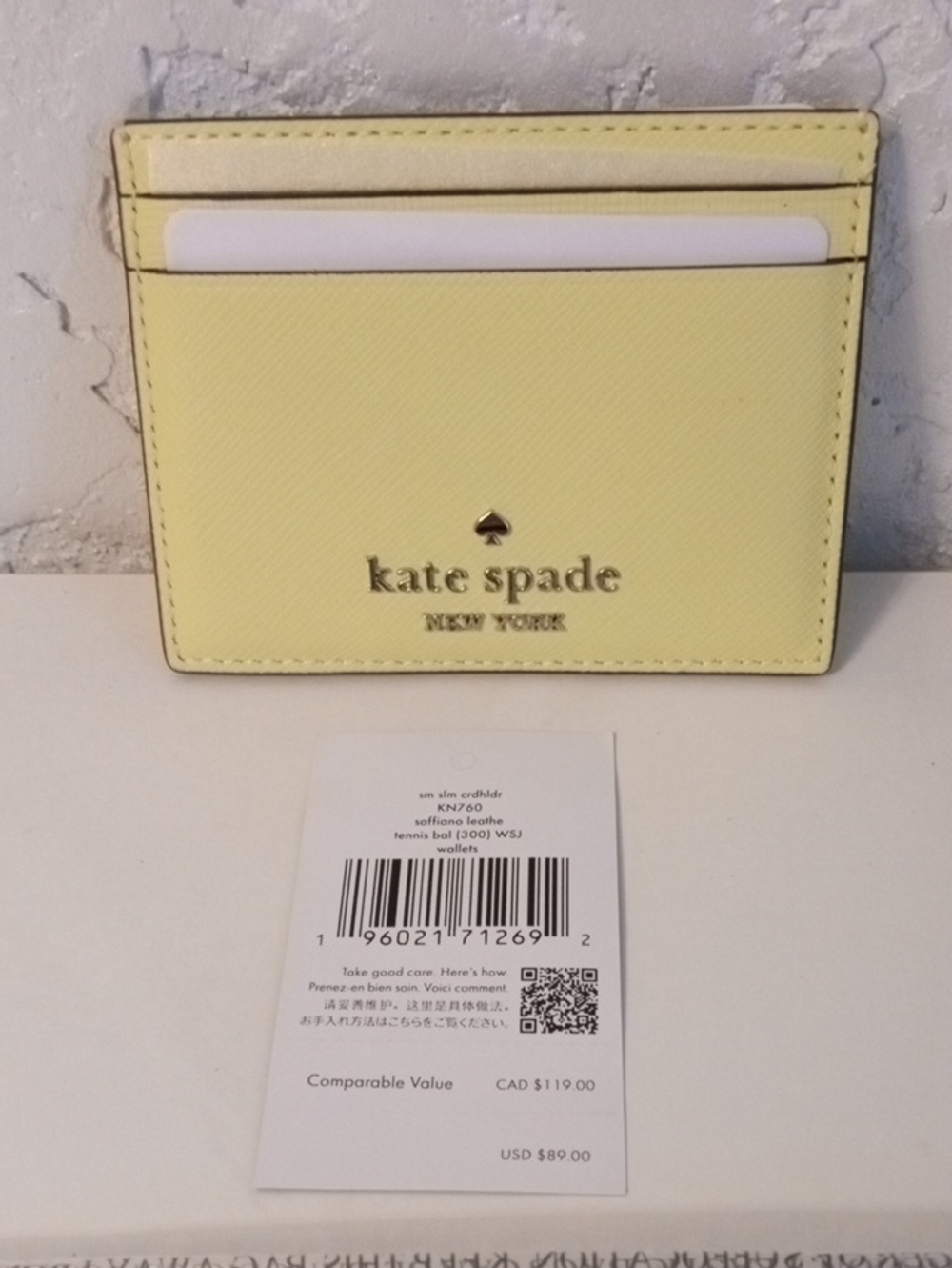 kate spade Yellow Saffiano Leather Card Holder - Picture 2 of 4